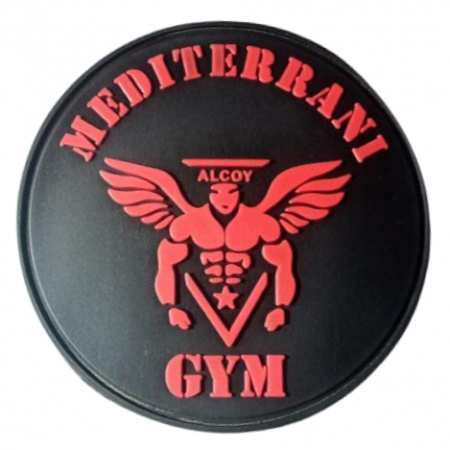 Parche de goma Mediterranean Gym Alcoy redondo negro y rojo