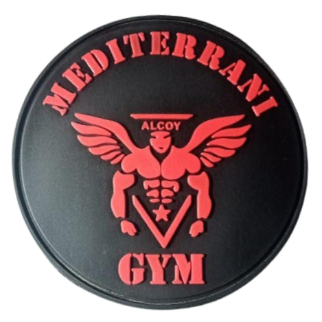 Parche de goma Mediterranean Gym Alcoy redondo negro y rojo