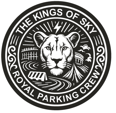 Parche de goma The Kings of Sky Royal Parking Crew redondo negro