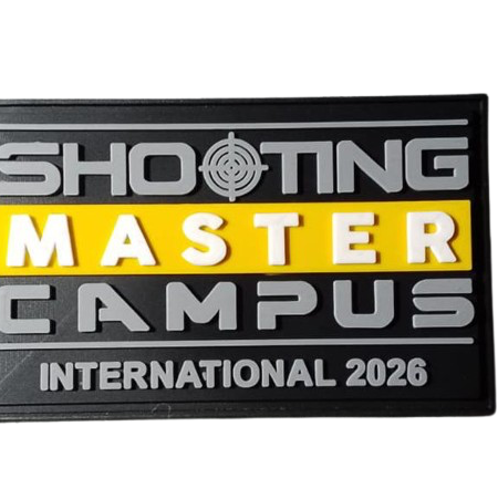 Parche de goma Shooting Master Campus International 2026 personalizado en relieve