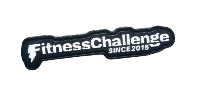 Parche de goma PVC FitnessChallenge Since 2015 negro y blanco